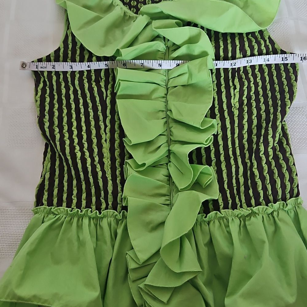 Samuel Dong Women's Green Ruffled Sleevless Top Medium - Picture 8 of 16